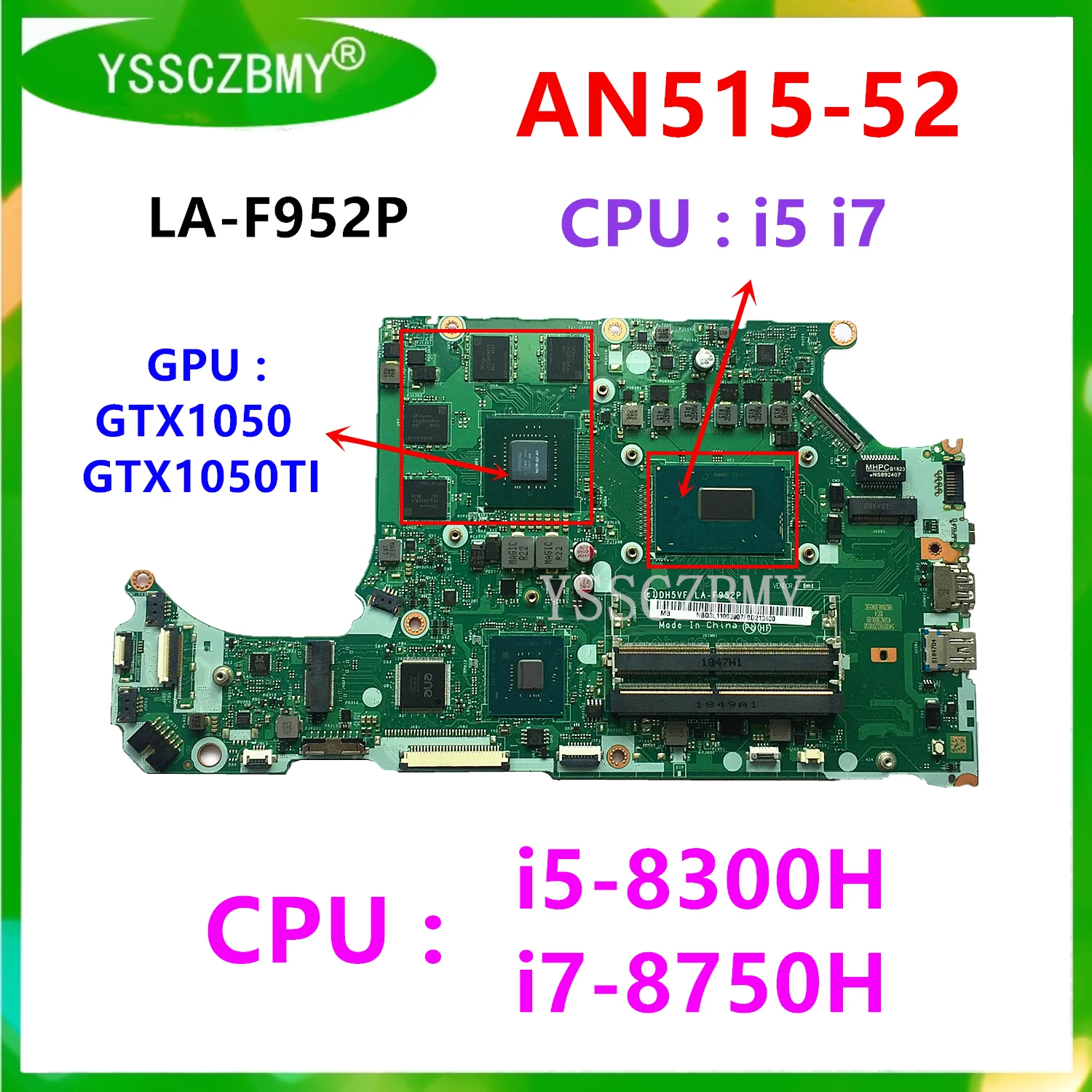 LA-F952P Motherboard For ACER AN515-52 AN515-53 Laptop Motherboard CPU i5-8300H/i7-8750H/GPU GTX1050/GTX1050TI RAM DDR4 TEST OK