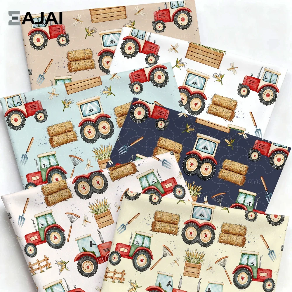 

Eajai Children Car Fabric Soft Cotton Cloth Material For Diy Sewing Kids Vehicle Print Craft For Handmade Apparel
