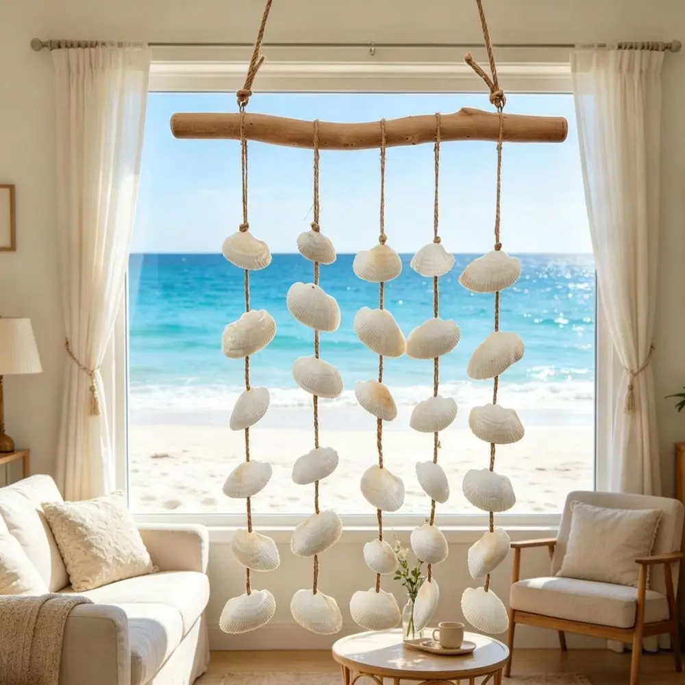 Decorative Driftwood Wind Chime Natural Nautical Wall Ornament Coastal Theme Home Decor For Dining Living Room