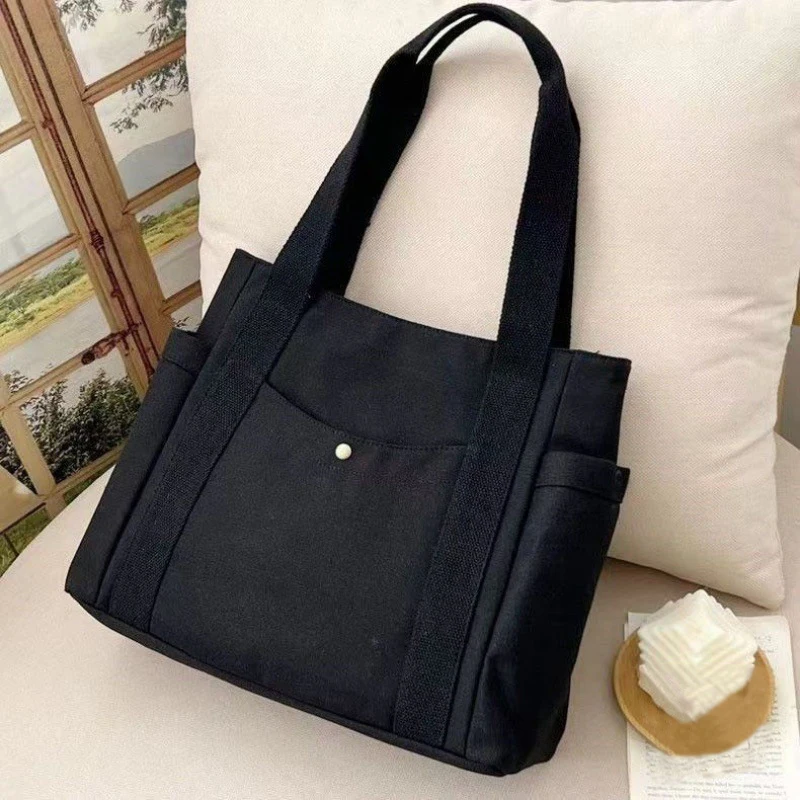 Large Capacity Tote Canvas Bag For School Work Commuting Student Outfit Carrying Bag Single Shoulder Book Shopping Tote Bag