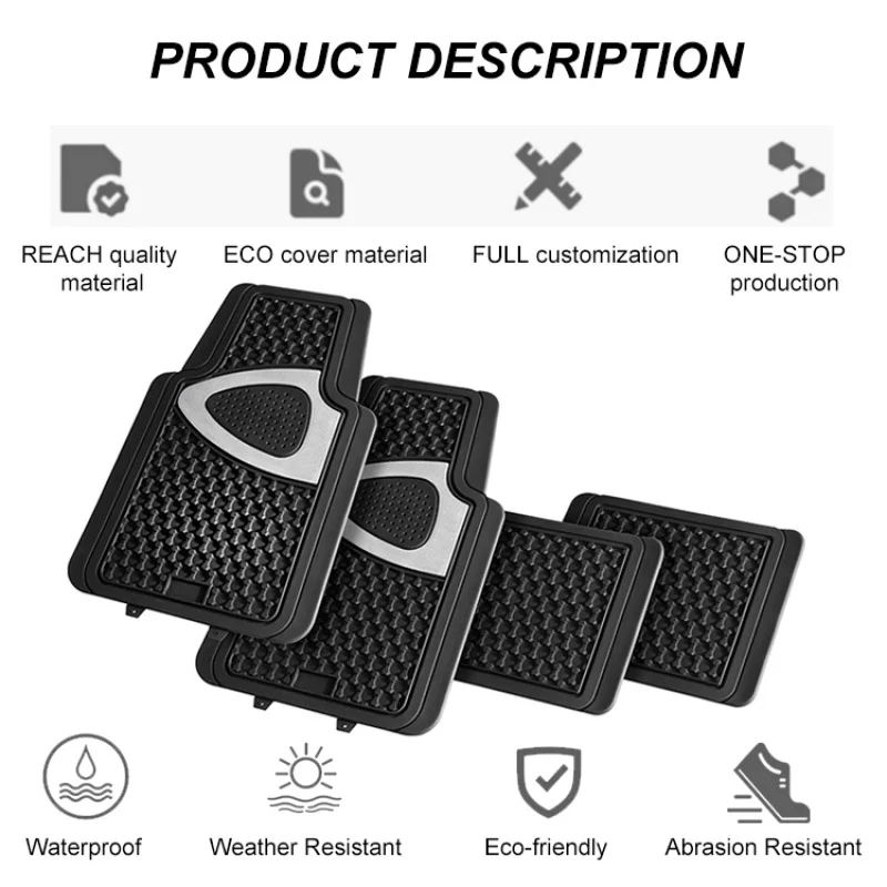 High Quality Universal PVC Car Floor Mats Waterproof Durable Non-Slip 4Pcs Set For All Vehicles