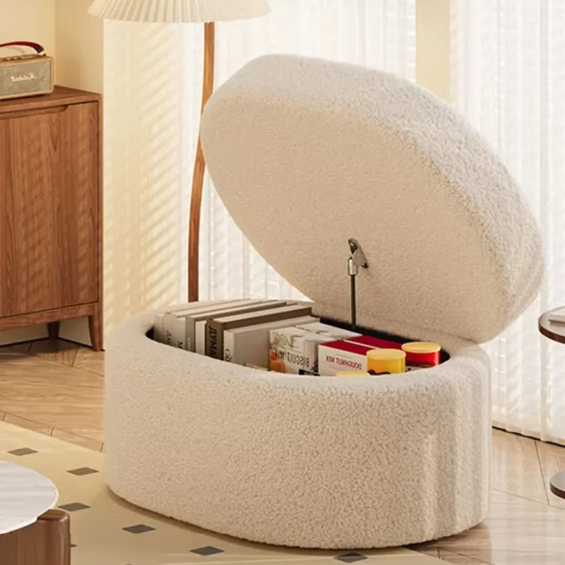 Storage Stool Luxury Sit Ottoman for Entryway, Multifunctional Seat with Hidden Compartment, Adult Living Room Shoe Bench