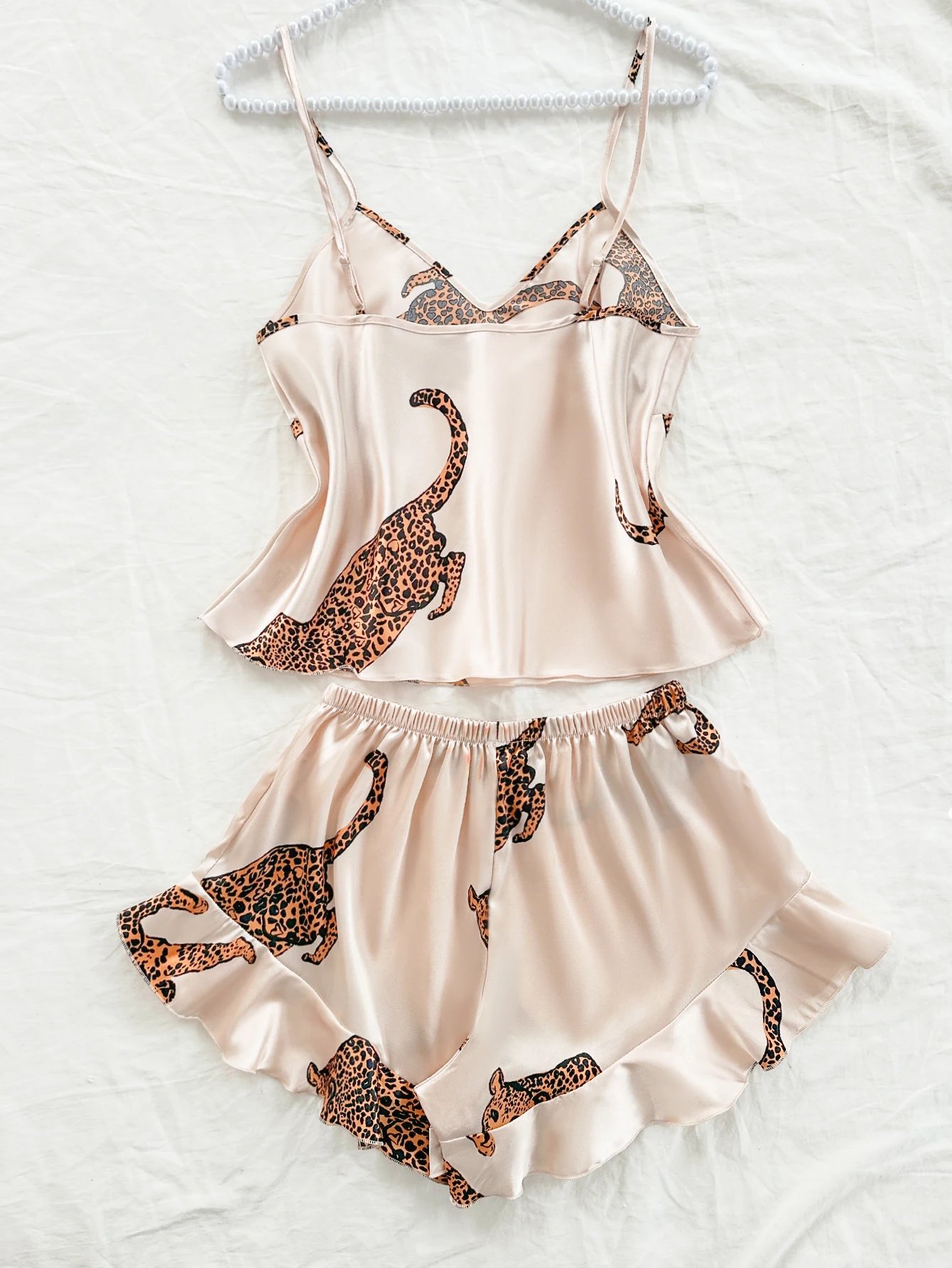 2-Piece Leopard Print Pajama Set Sexy and Casual Halter Shorts Women's Sleepwear image 6