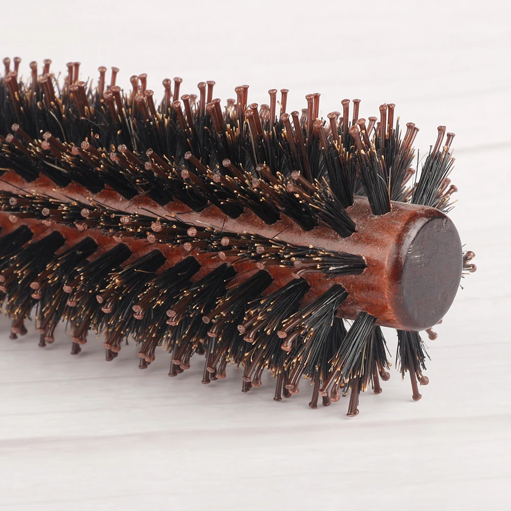 6 Style Natural Boar Bristle Hair Round Brush Wood Handle Round Barrel Hair Comb Hair Roller Brush Hairdressing Styling Tools