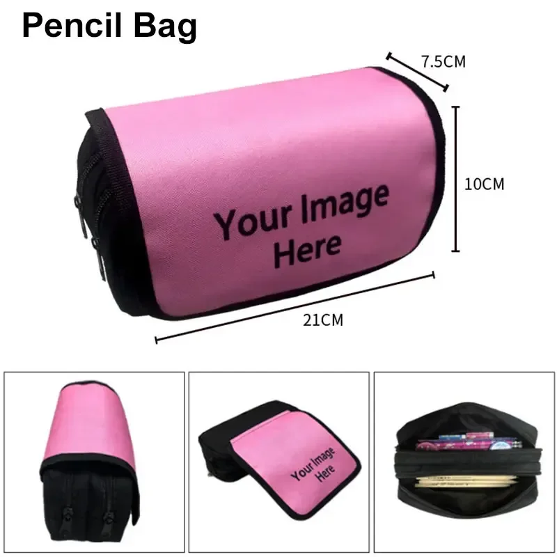 

Customize Your Name Image Logo Cosmetic Case Pencil Bag Teenagers School Supplies Kids Clutch Pencil Box Boy Girl Stationery Bag