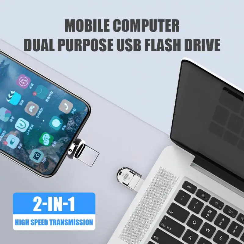 Xiaomi USB3.0 2TB portabel, Flash Drive logam kecepatan tinggi 1TB 512G tahan air untuk ponsel PC