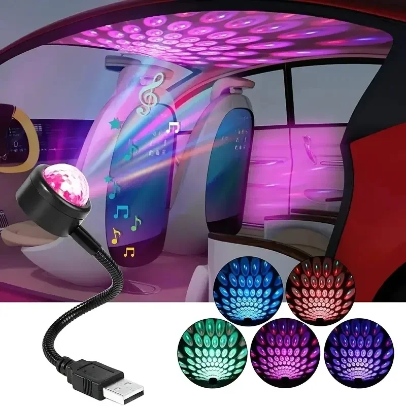 Dj Lighting Sound Party Auto USB Mini Disco Ball Lights RGB Multi Color Car Atmosphere Room Decorations Lamp Magic Strobe Light
