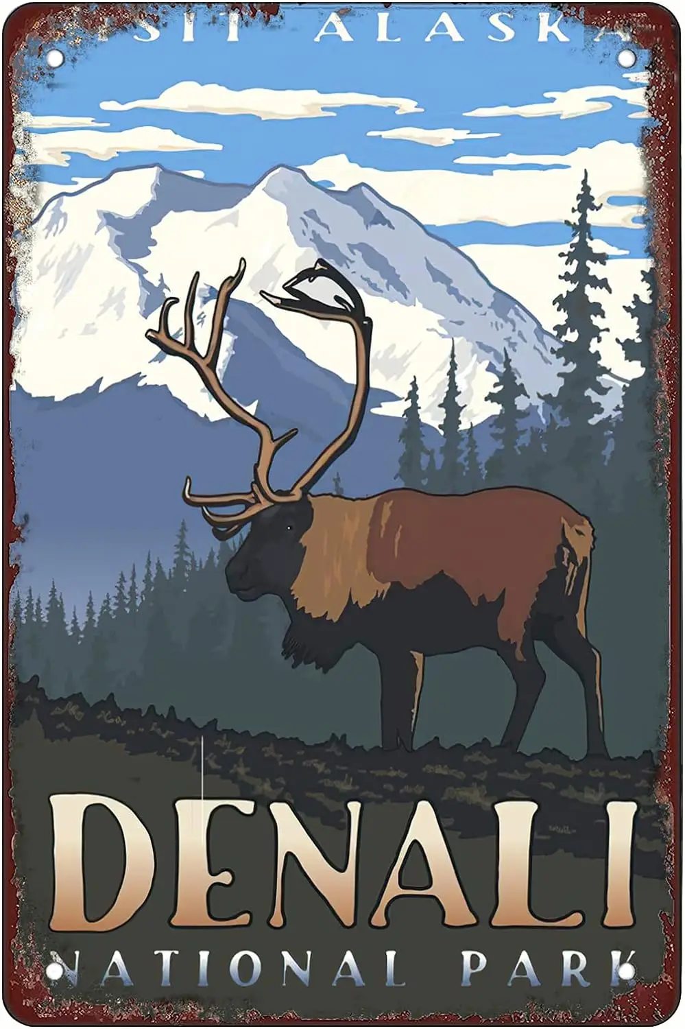 Retro Funny Metal Sign Sheet Signs Tin Sign,Denali National Park Outdoor Home Wall Decoration, Size:8 x 12