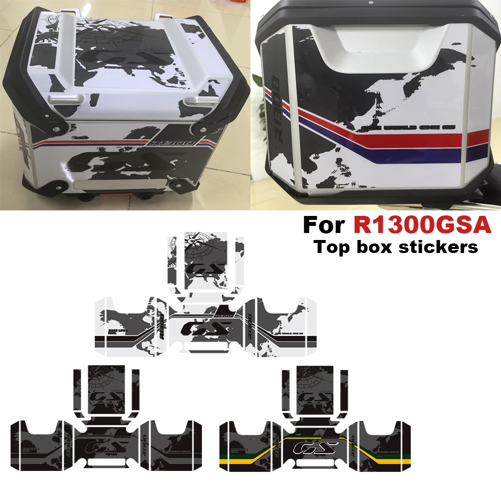

Для BMW R1300GS R 1300 GS R1300 ADV GSA Adventure 2025 Мотоцикл Верхняя коробка боковая наклейка на багажник ПВХ Полный комплект наклеек