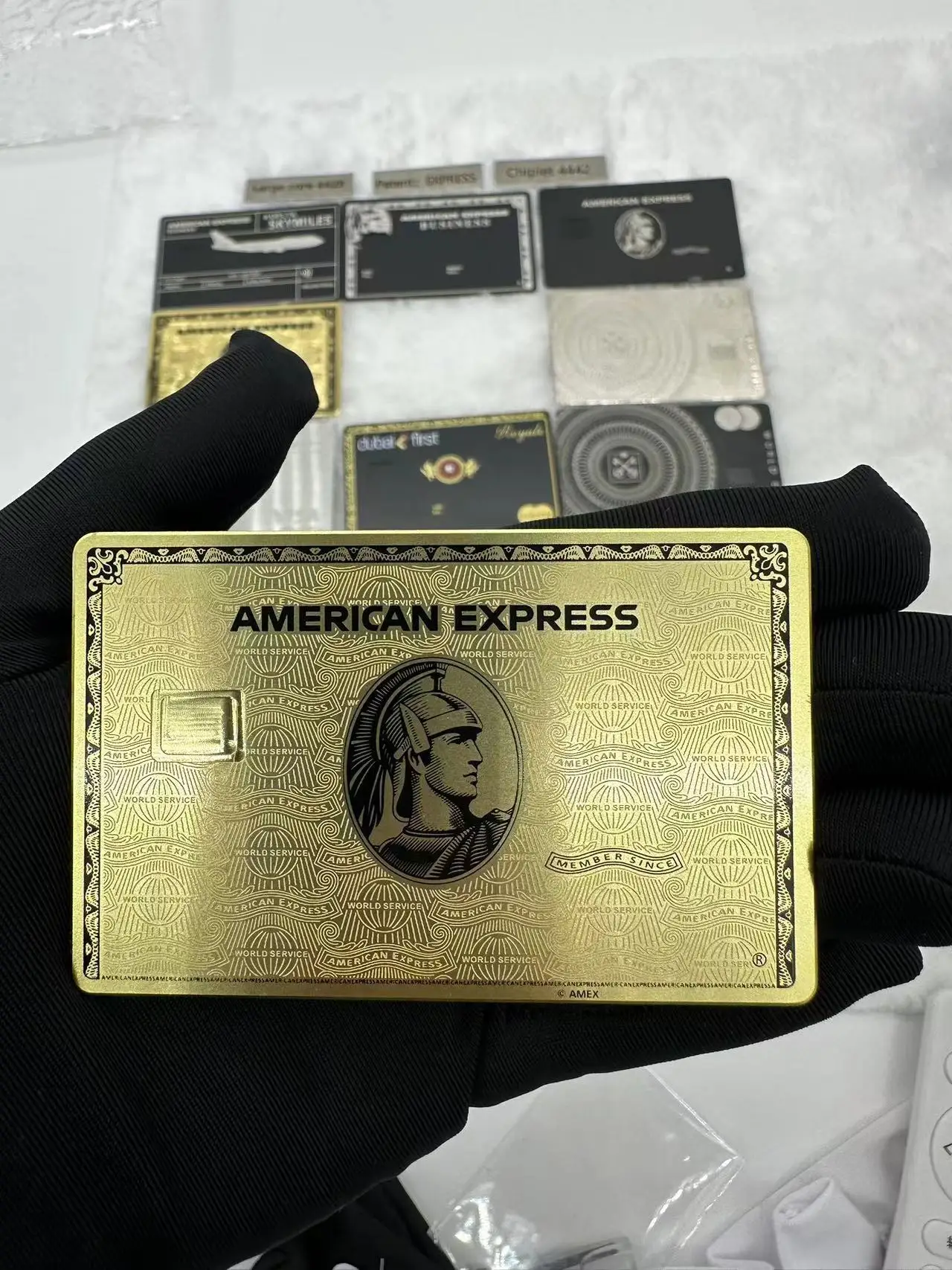 custom American Centurion card American Express, gold, B on a chip, gift card