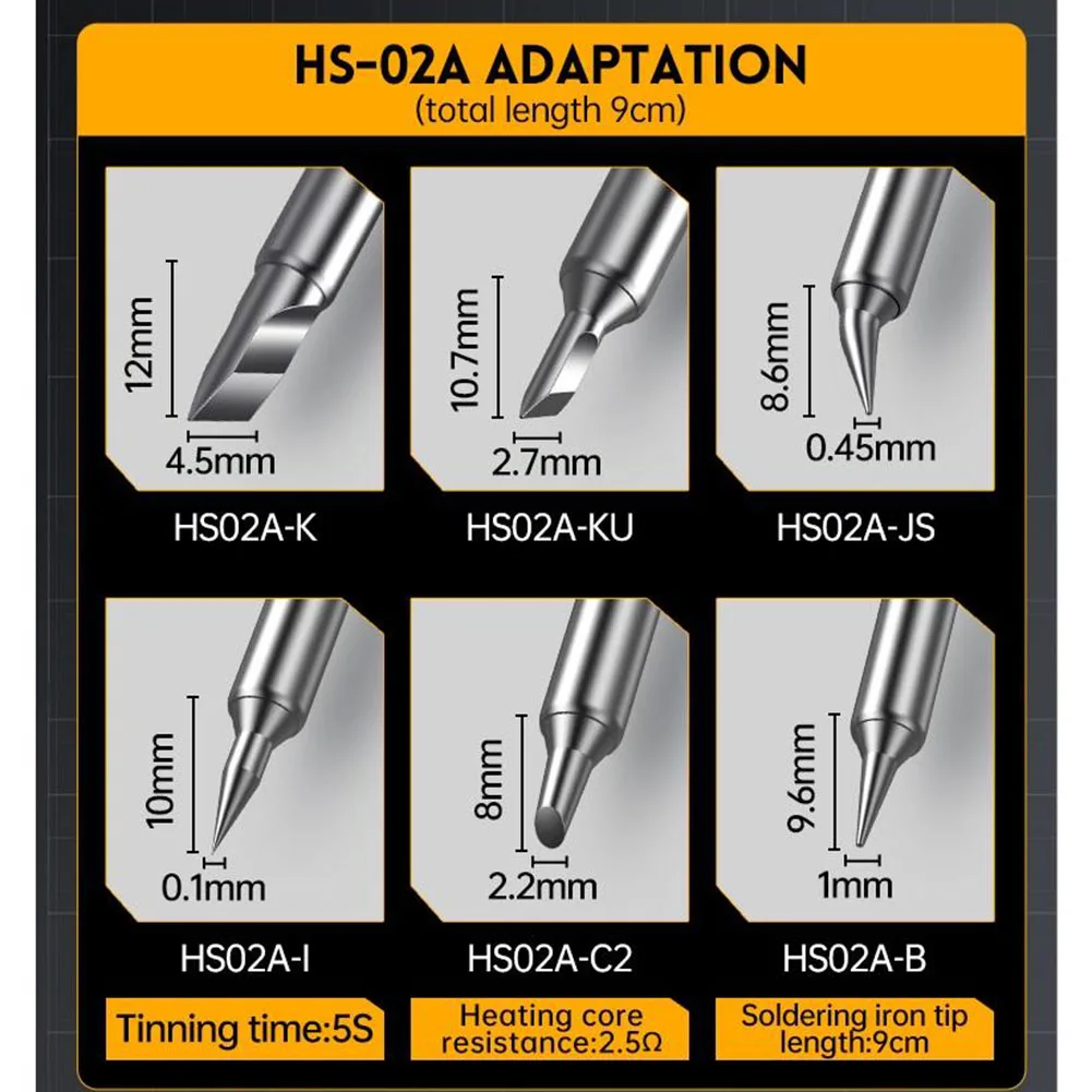 Инновационный HS02A для интеллектуального паяльного инструмента мощностью 100 Вт. Настраиваемые настройки для индивидуального сварки.