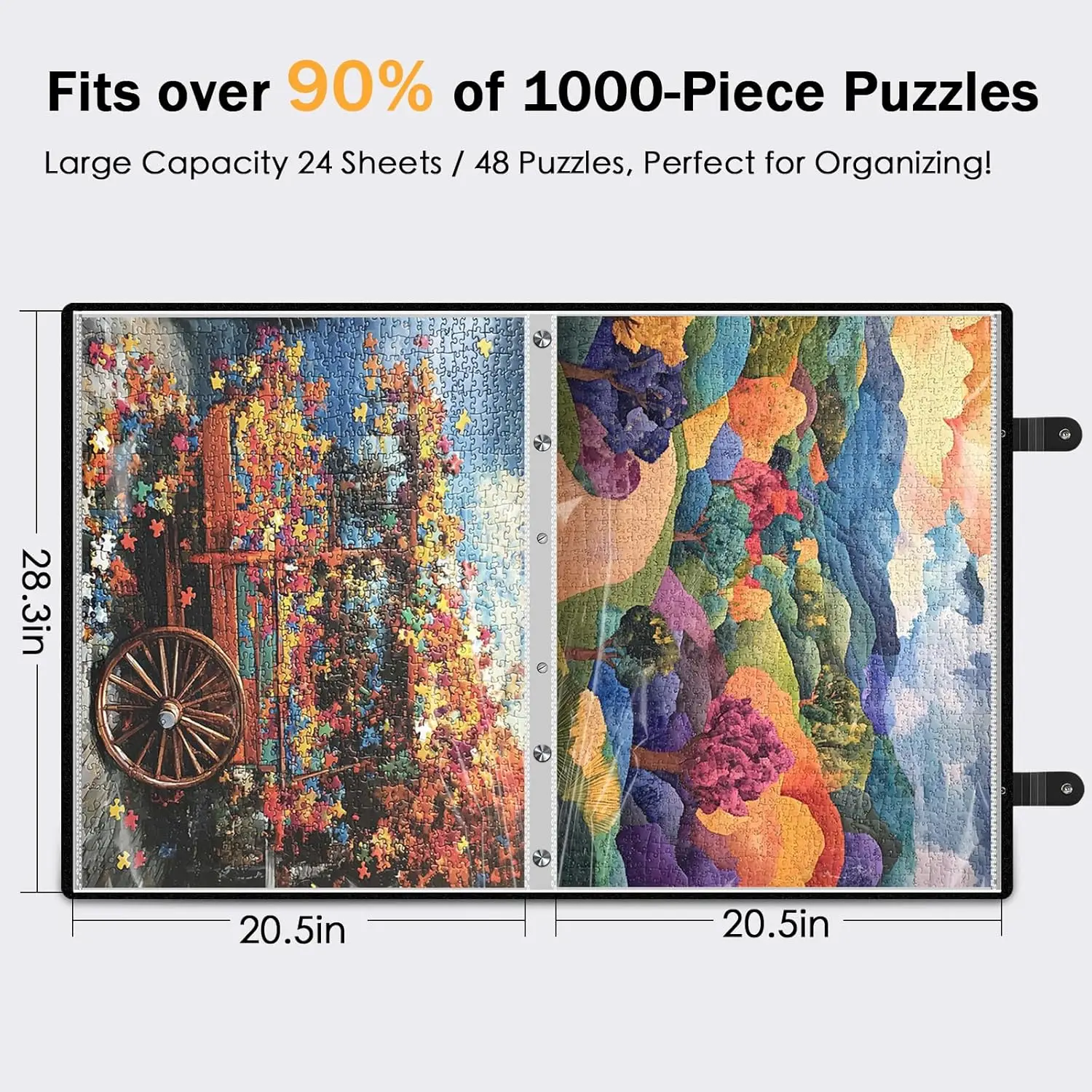 Dossier de rangement de puzzle pour 1000 pièces avec 24 feuilles/48 puzzles, album de puzzle portable de grande capacité pour stocker des puzzles finis