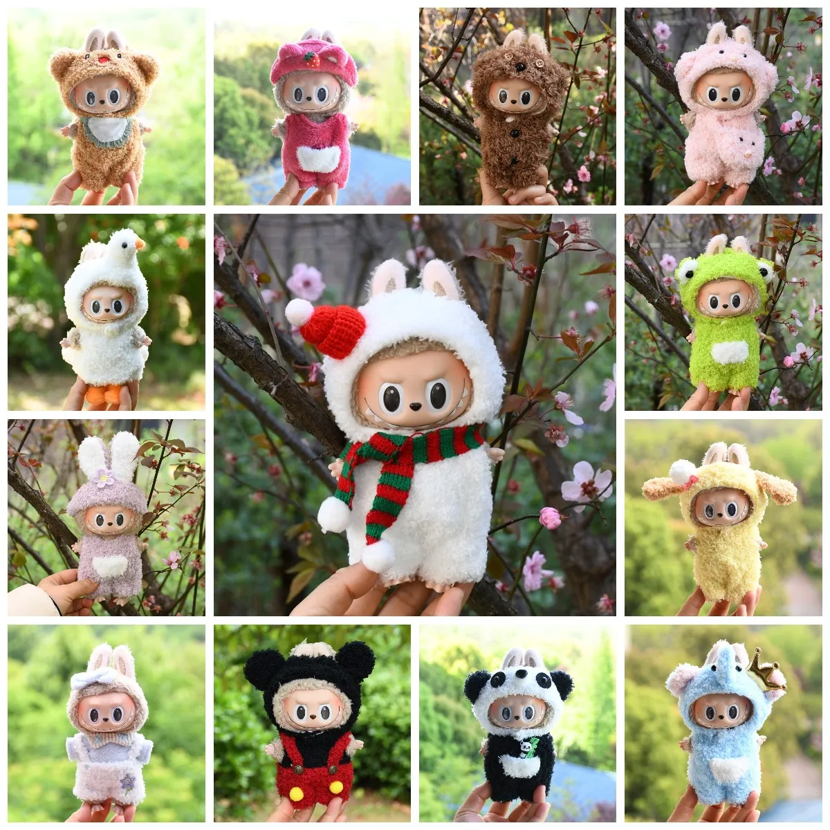 

17cm Cute Mini Plush Doll'S Clothes Snowman Duck Elephant Panda Bunny Outfit Accessories For Korea Kpop Exo Labubu Idol Dolls