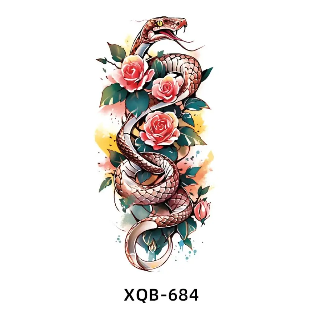 

New Colorful Temporary Sticker Women Waterproof Floral Arm Sticker Rose Arm Beauty Fake Totem Flower Sternum Stick
