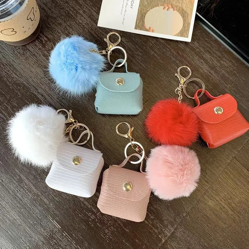 

Fashion New Cute Fluffy Artificial Rabbit Fur Ball Pompom Keychain Handbag Pendant Car Key Chain Ring
