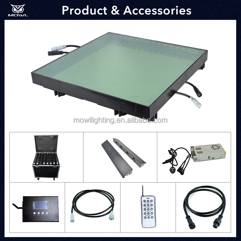 Infinity Tempered Glass Lighted Removable Wired 3D Infinity Mirror Lighted LED Dance Floor for Wedding Party Stage