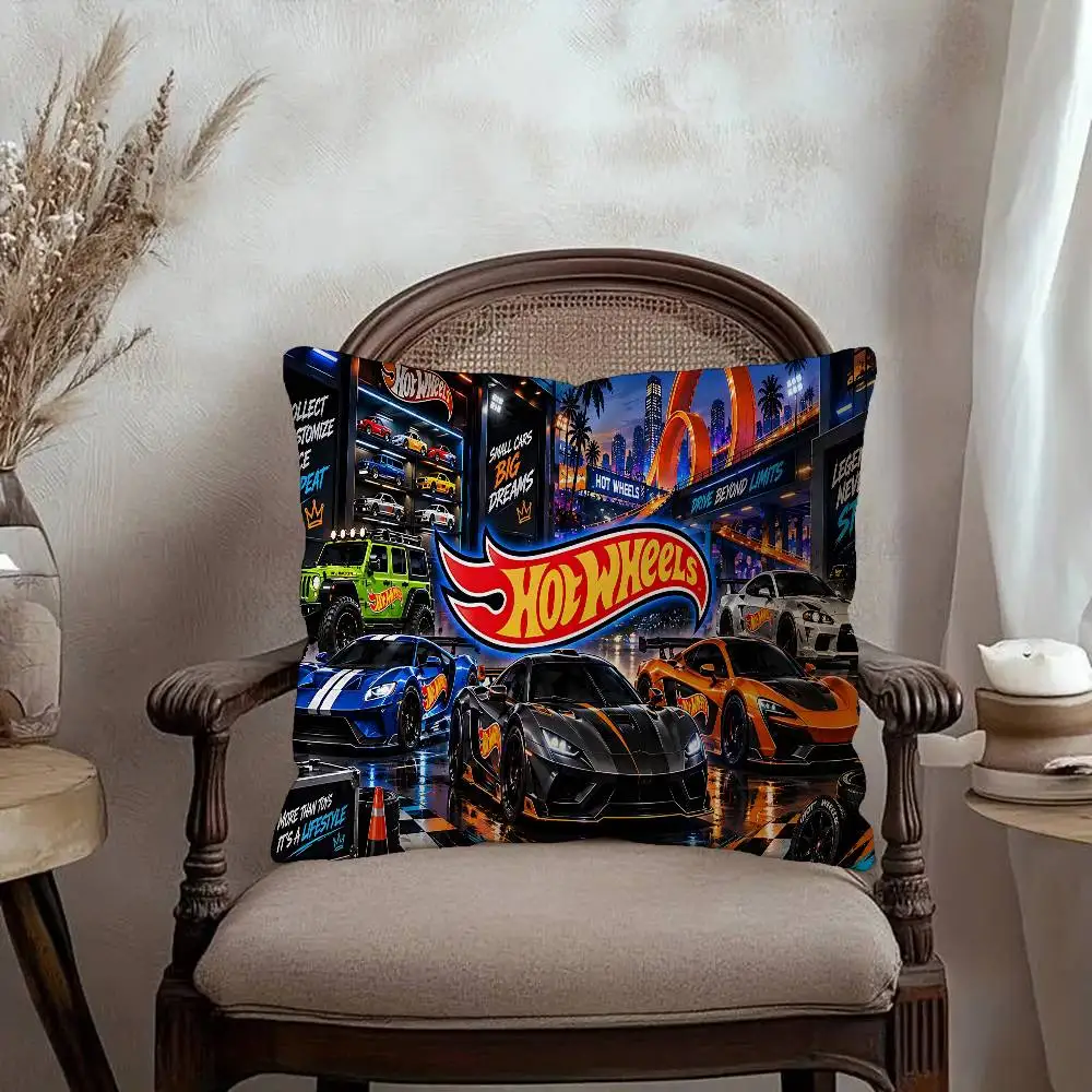 Cartoon Hot Wheels Toy Pillow Cushion Cover Pillowcase Living Room Sofa Home Decor Customized