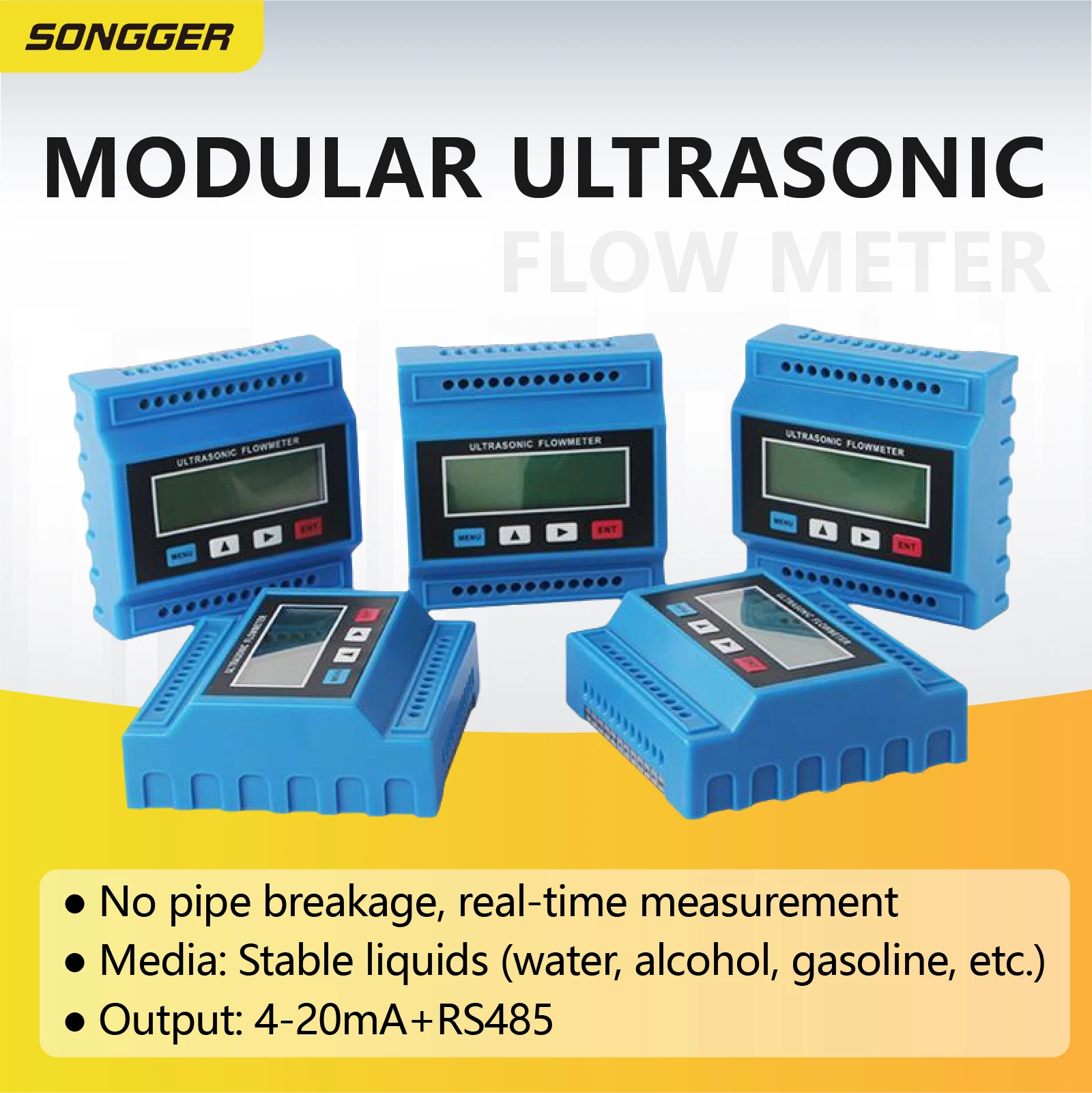 TUF-2000M Clamp-On Ultrasonic Flow Meter DN25-6000mm Split Type Wall Mounted Non-Invasive Industrial Water Flow Meter