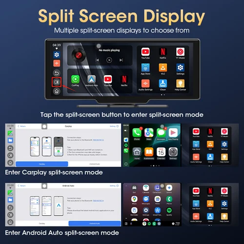 Imagen 2 del producto JMCQ-Radio para espejo de coche, reproductor de vídeo Multimedia, Universal, inalámbrico, Carplay, Android, pantalla automática con YouTube, Netflix, Bluetooth, WIFI