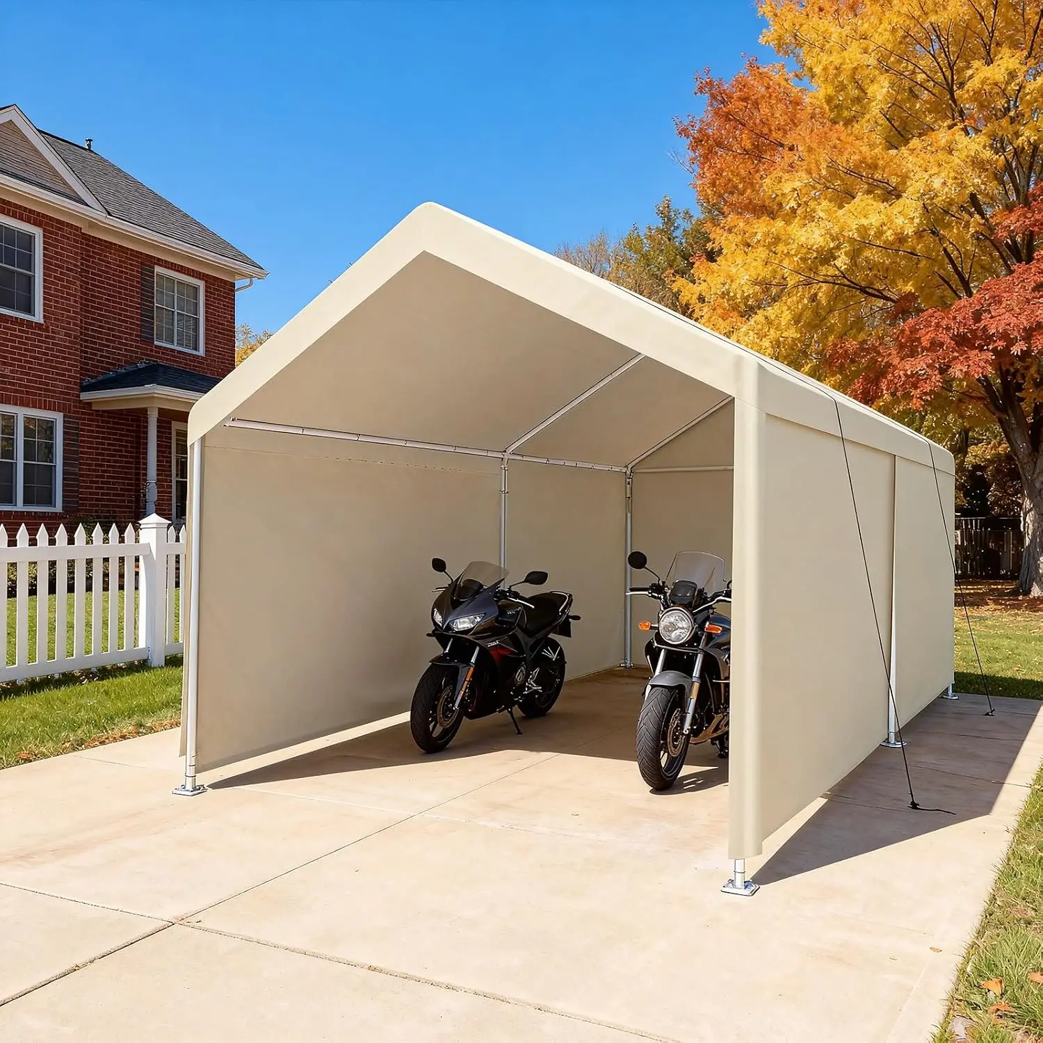 12x20 FT Heavy-Duty Canopy - Portable Garage Metal Carport, Weatherproof Outdoor Parking Shelter for Cars, Parties, Customized
