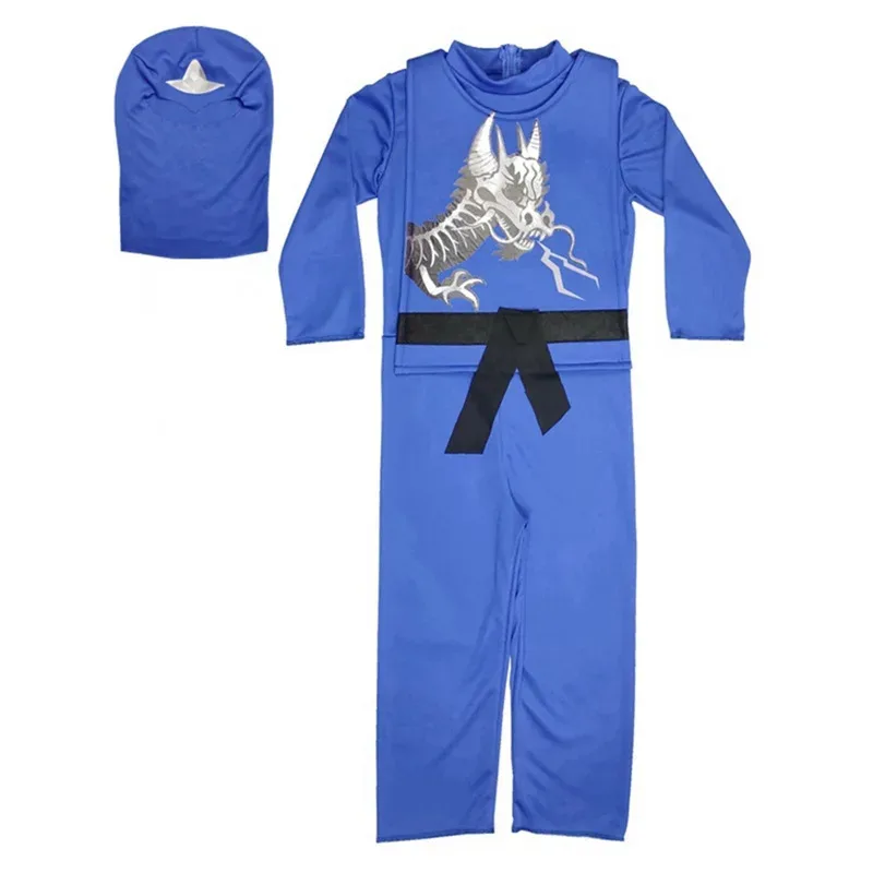 أبيض أحمر أزرق بنين نينجا هالوين يتوهم اللباس الأسود التنين النينجا زي للأطفال