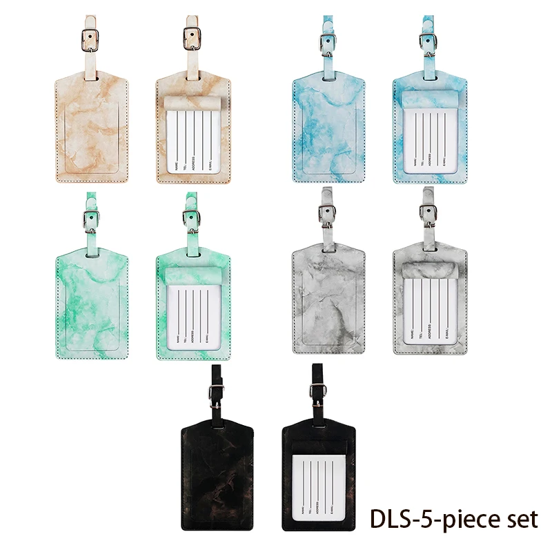 대리석 무늬 PU 수하물 태그 - 이름 카드 슬롯이 있는 세련된 여행 가방 식별자