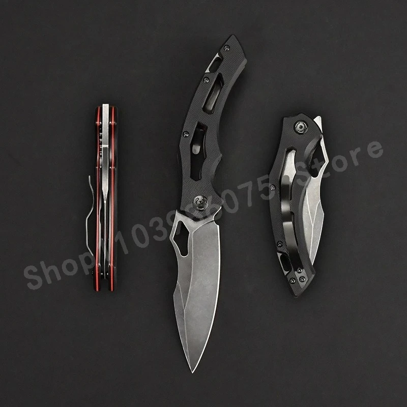 fx-fe034-ブラック折りたたみナイフ-8cr13movブレード-g10ハンドル-高硬度ミニポータブルナイフ-キャンプ、釣り、持ち運びに