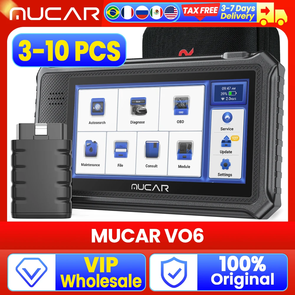 

VIP Wholesale 3 5 10 PCS MUCAR VO6 Full System 28 Reset Lifetime Free Professional Car Diagnostic Tools Best Auto Obd2 Scanner