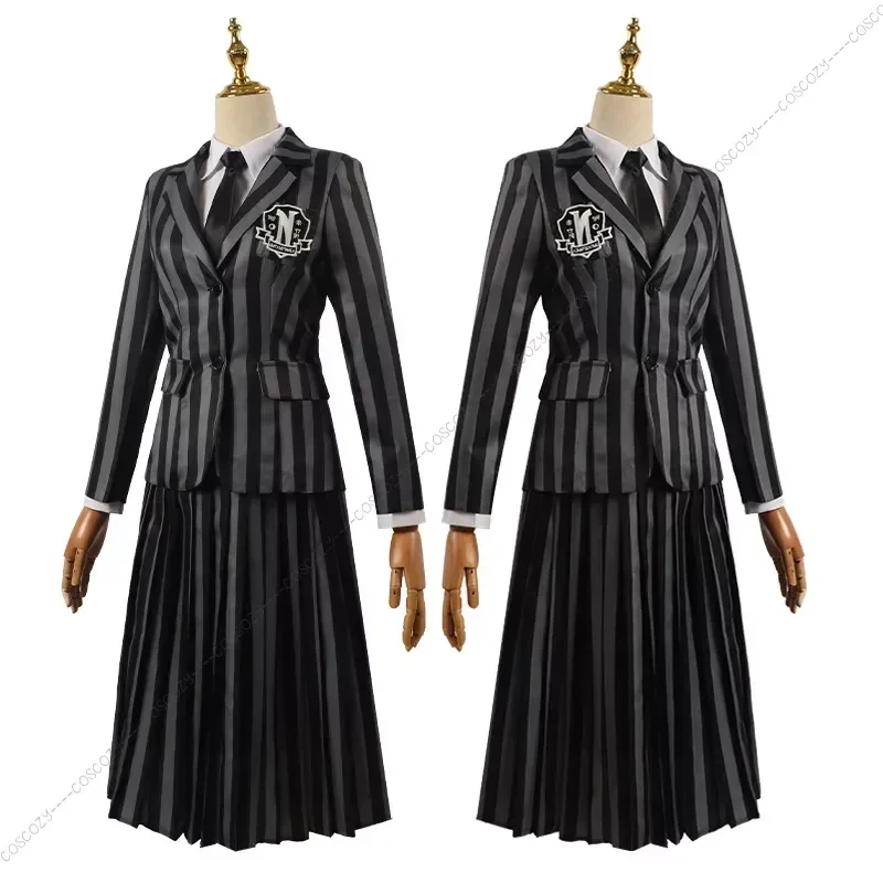 3 Colors Wednesday Addams Cosplay Costume Schoolgirl High School Uniforms Halloween Gift Girls Woman Carnival Party Skirt Suit