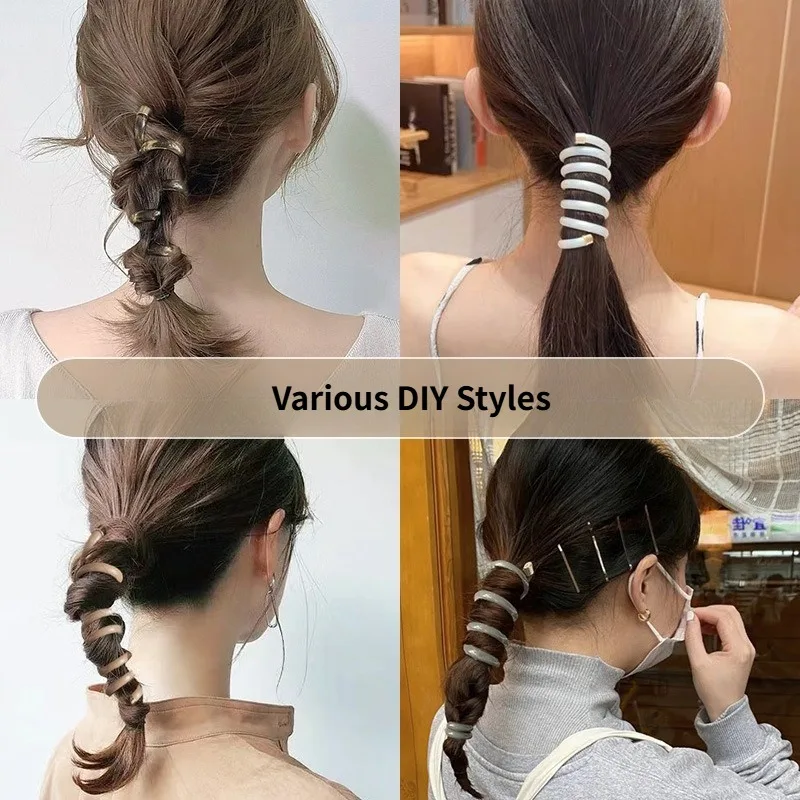 Plastic Spiral Elastic Rubber BandsWomen Girls Telephone Wire Hair Ties Ropes Spiral Coil Hairbands Ponytail Holder Accessories