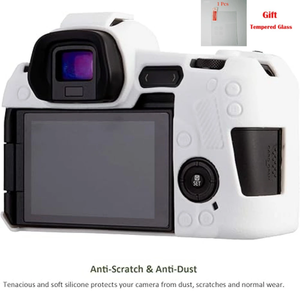 

Protective cover camera , accessories Silicone Case camera bag For Canon EOS R High Quality Lychee Pattern + free tempered film