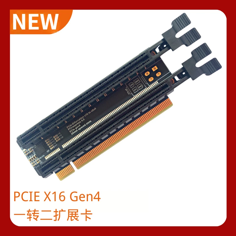 Placa de expansão PCI-Express 4.0x16, 1-2, Gen4 PCIe-Bifurcação x16 a x8x8, Gráficos, Rede, Placas de captura, Slots espaçados 20mm, Novo