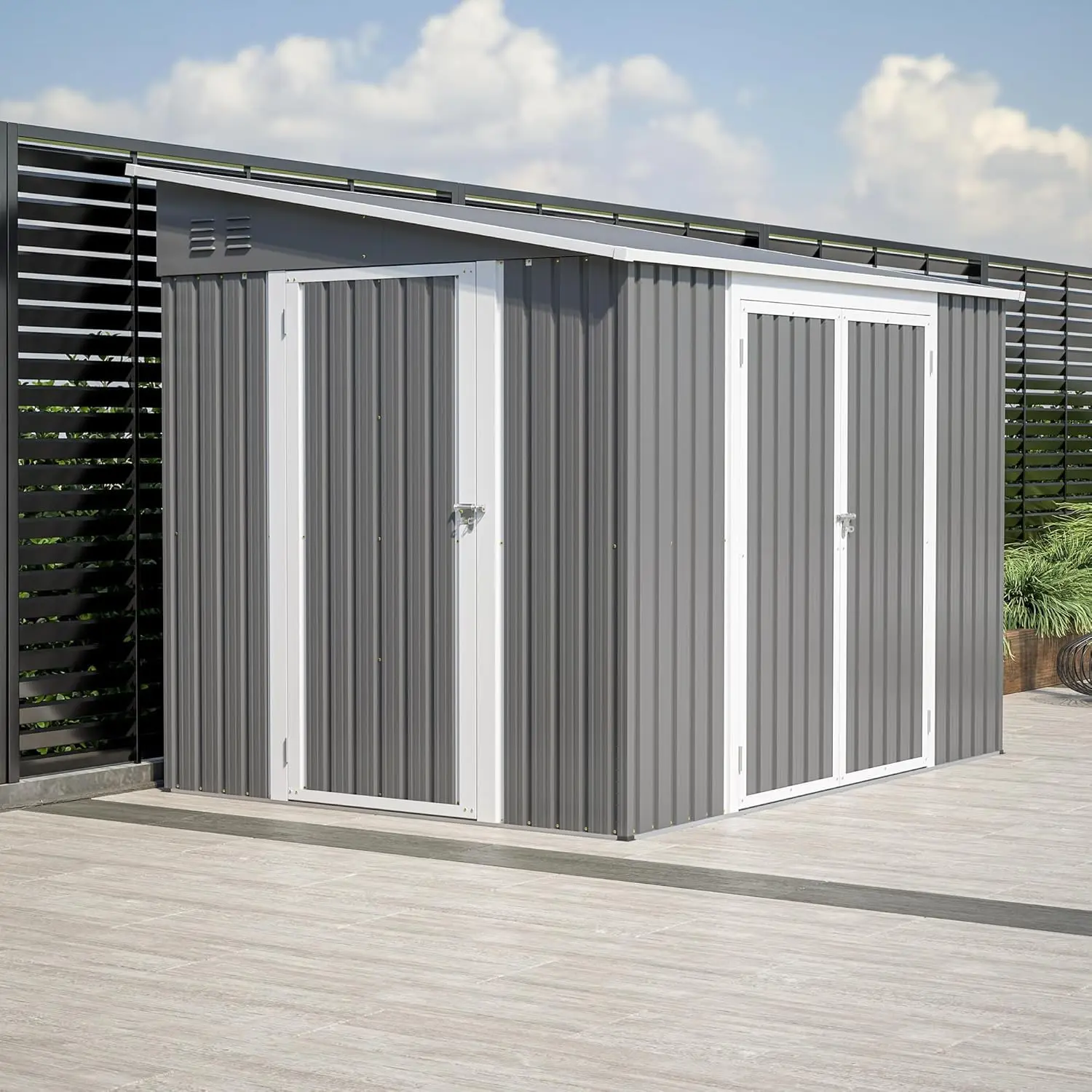 8x6 FT Outdoor Lean-to Metal Storage Shed Garden Tool House Backyard Organizer, Customized