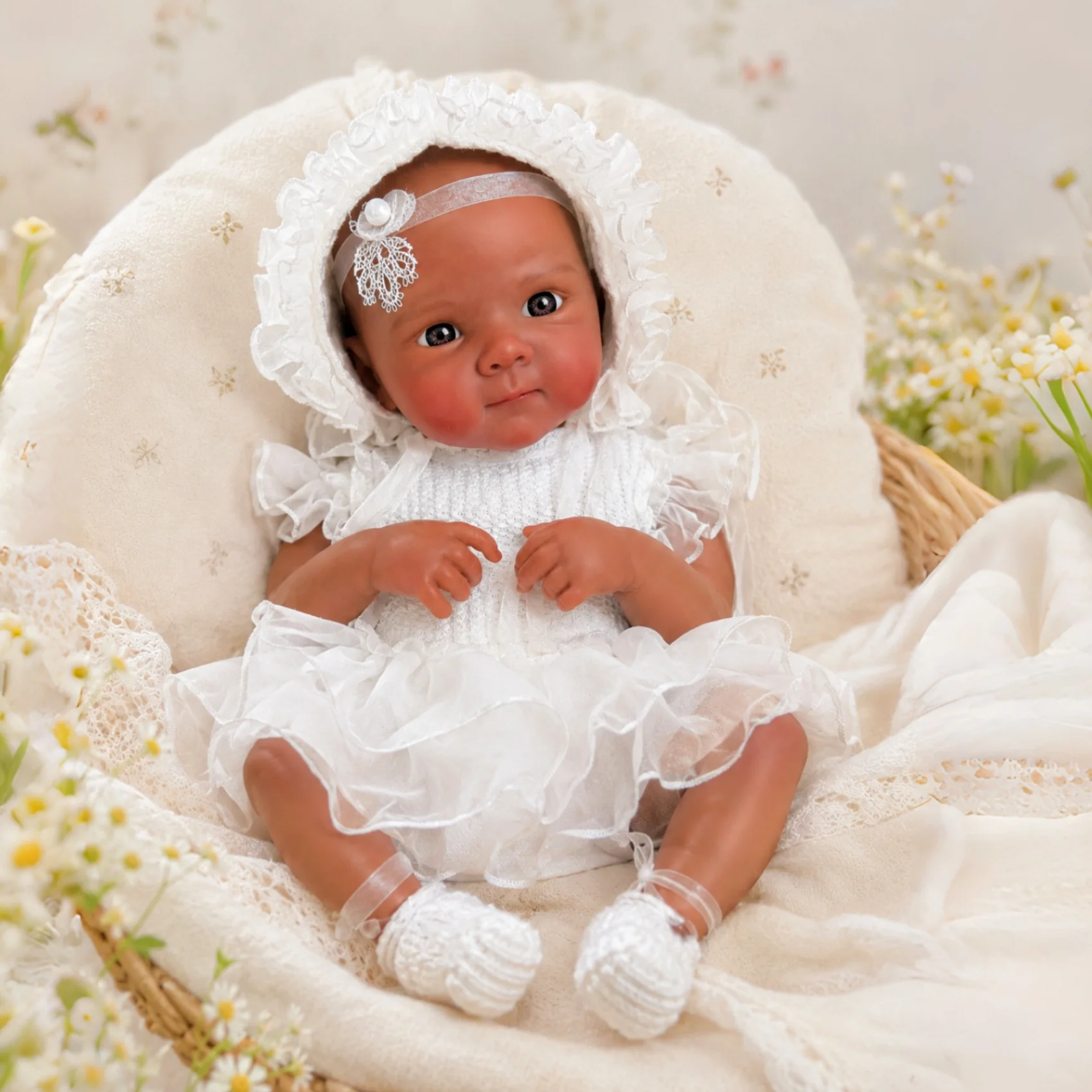 

45CM Dark Skin Silicone Girl Doll Bettie Already Painted New Design Can Open Mouth reborn de silicona doll As Gift For Families