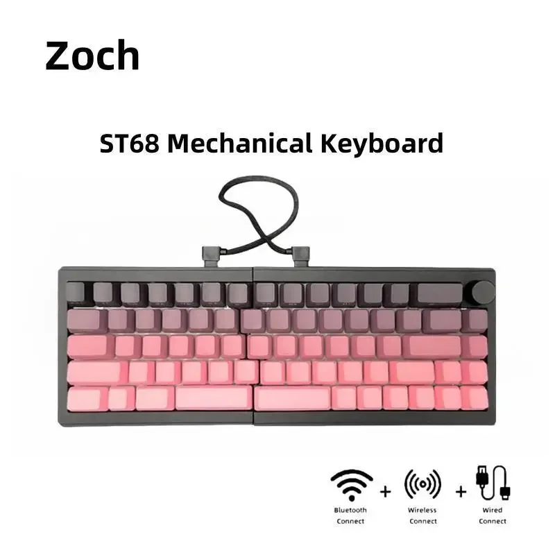 ZORNHER ST68 Split mechanische Tastatur Ergo Split Design Polar Meteor Linear Switch Silent/Smooth Bluetooth 5.1 für Büro