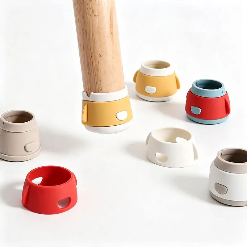 8/4PCS Fun Square Round Chair Leg Protectors Foot Cover Diagonal Felt Pads Silicone Furniture Table Feet Protect Floors
