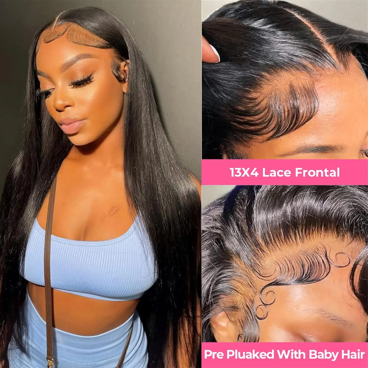 Lace Front Wig Human Hair Straight 180% Full Density 13x4 HD Transparent Lace Frontal Wigs Human hair lace front wig For Women