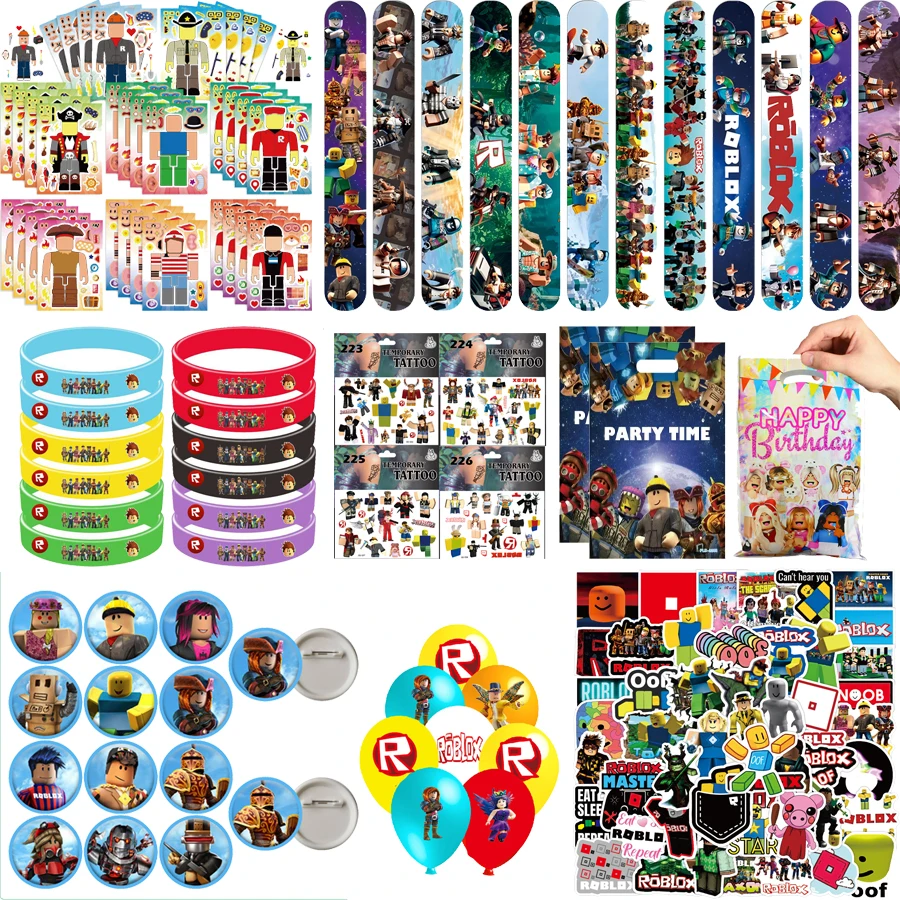 Hot Roblox Party Favors Gifts Slap Bracelets Stickers Goodie Bag Fillers Supplies Children's Birthday Souvenirs Decoration Toys