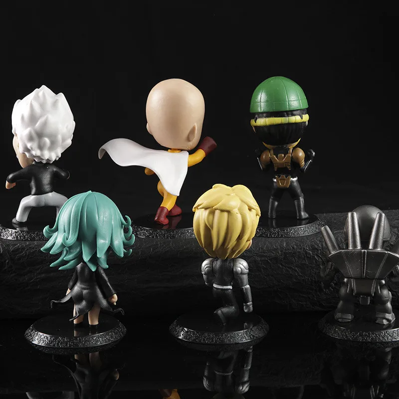 Anime One Punch Saitama Figura Genos Set Toy, Terrível Tornado Mumen Rider Modelo, Coleção de Presentes, Ornamento, 6Pcs, 1 Conjunto