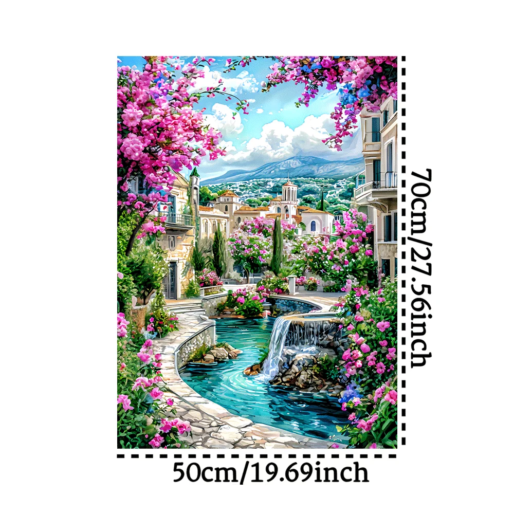 1000 elementów Bardzo Duże Puzzle Wioska w Stylu Greckiego Wyspy/Japońskiej Inspiracji Śródziemnomorskiej - Trudne, Dla Wieków 14+, Wytrzymałe, Samochodowe