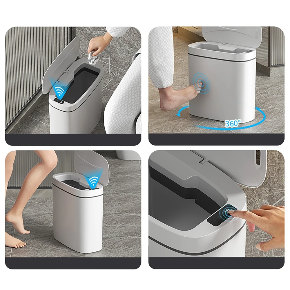 Imagem -04 - Automático Smart Sensor Lixeira Costura Estreita Impermeável Touchless Lixo Lixo Bin Wastebasket Cozinha e wc 14l