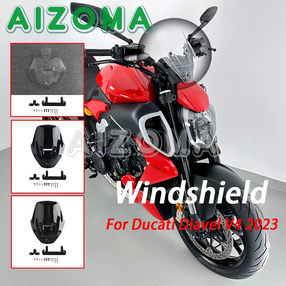 

For Ducati Diavel V4 V 4 V-4 2023 13.18" Motorcycle Windshield Wind Screen Wind Deflectors Front Fairing Smoke/Clear/Black