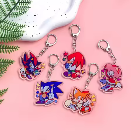Cartoon Sonic Acrylic Car Keychain Accessories Creative Cute Bag Charms Backpack Pendant Funny Key Ring Fans Friends Gifts