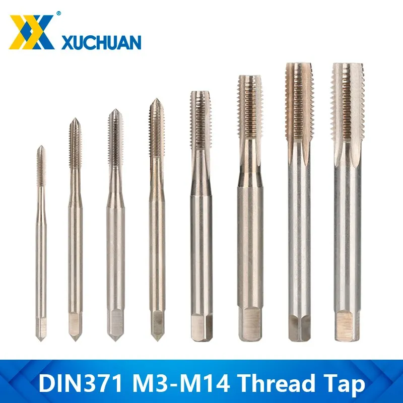 Thread Tap M3-M14 HSS Machine Plug Tap DIN371 Metric Screw Tap Drill Bit Straight Slot Threading Tools