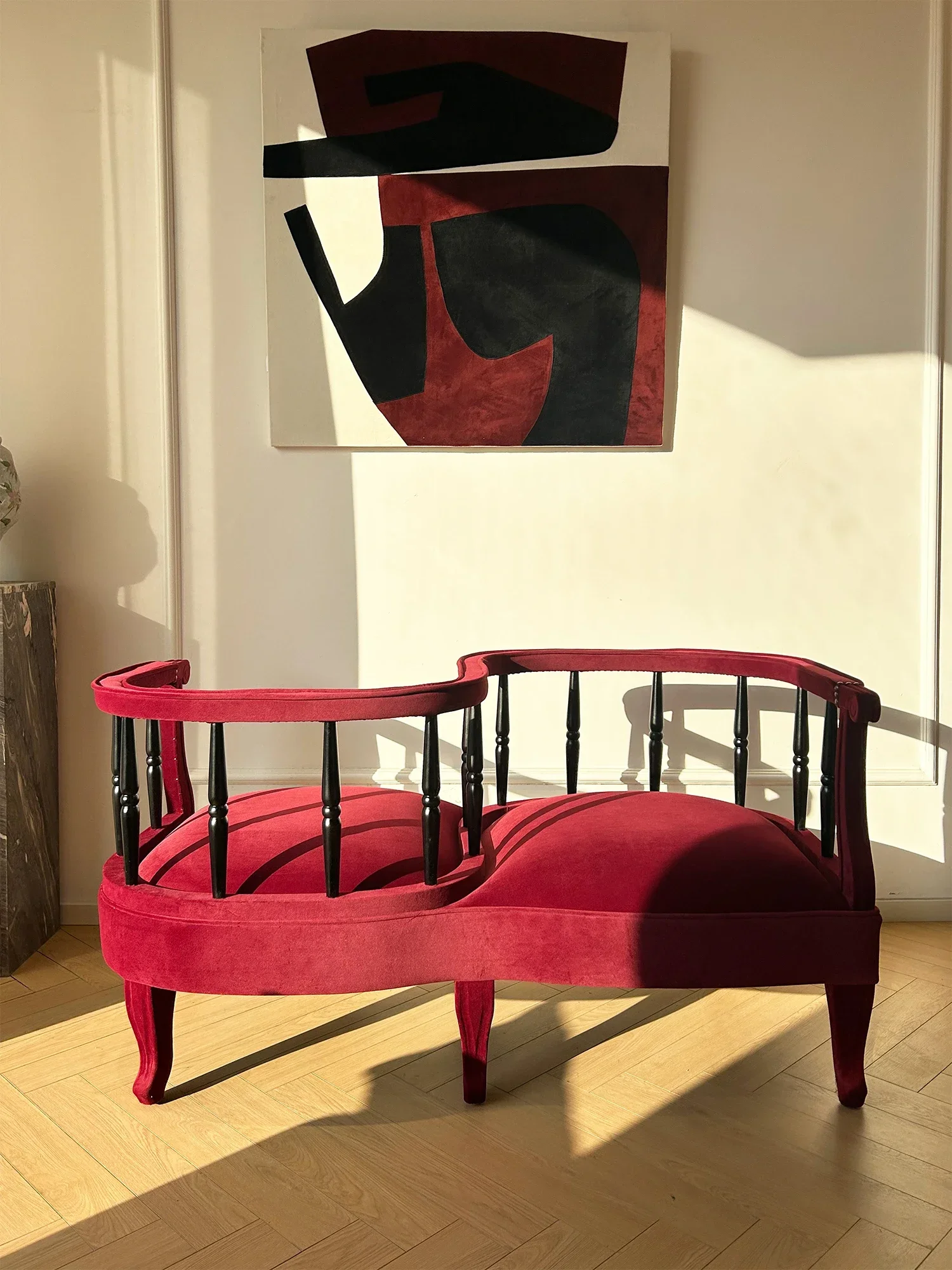 Ins Wind الإنترنت المشاهير الملابس المشتري متجر مصمم كرسي الترفيه متحف الفن الأوروبي الوردي كرسي أريكة من الخشب الصلب #6