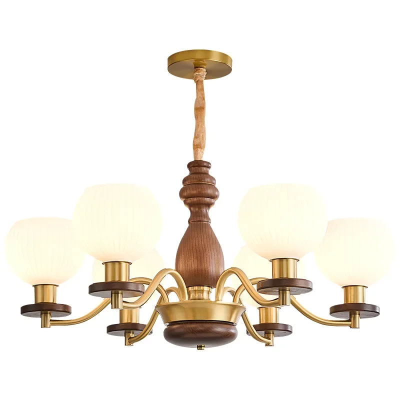 

All-copper American medieval French retro living room chandelier, new Chinese 2025 new bedroom light