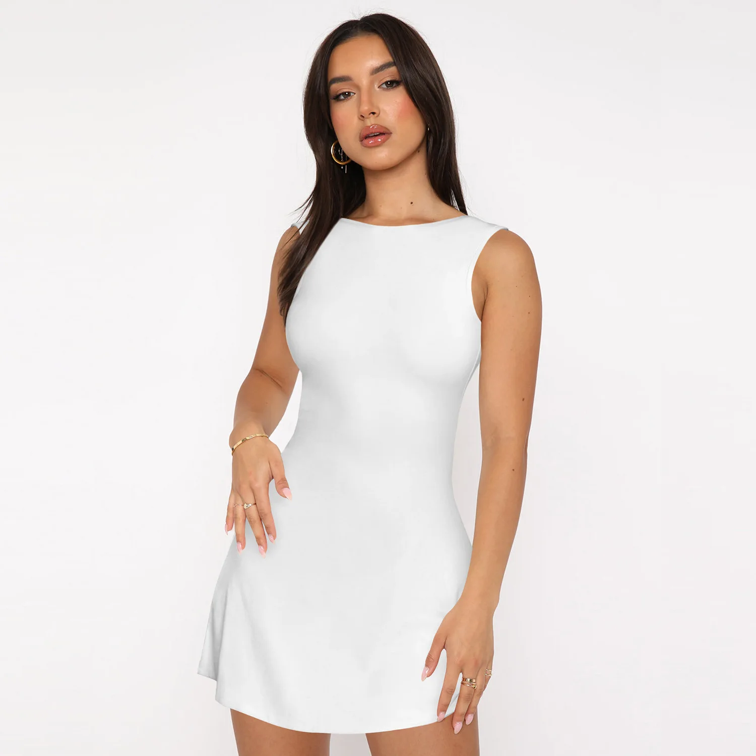 Solid color hottie short skirt sleeveless skirt backless Y2K sexy summer vintage dress זארה 2022 בגדי נשים boho dress