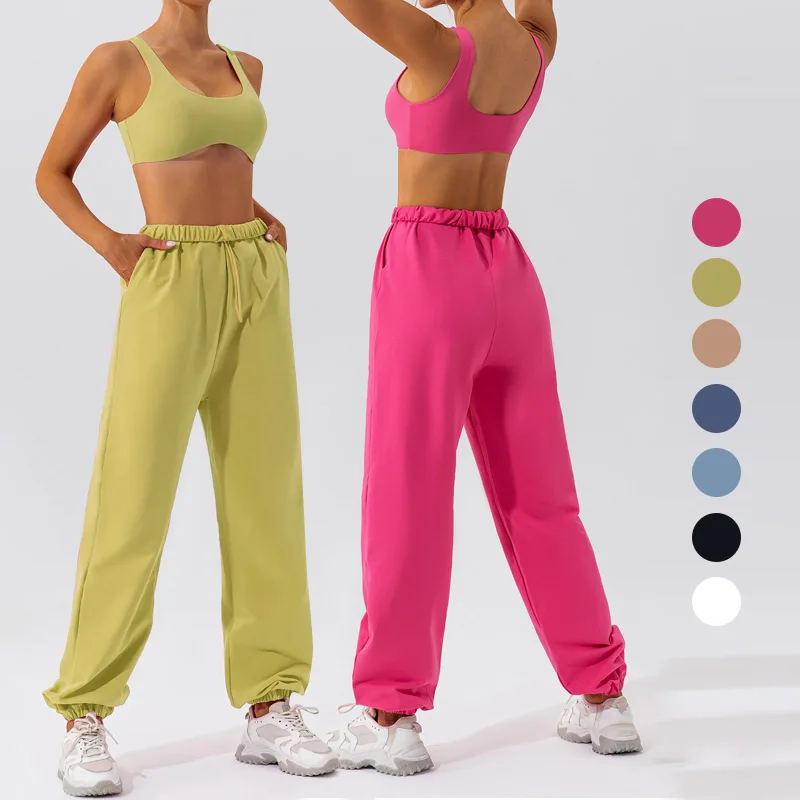 

Mermaid Curve Gym Custom Logo Bra and Joggers Workout Outfits Set Women 2 Piece Yoga Sweatpants Set
