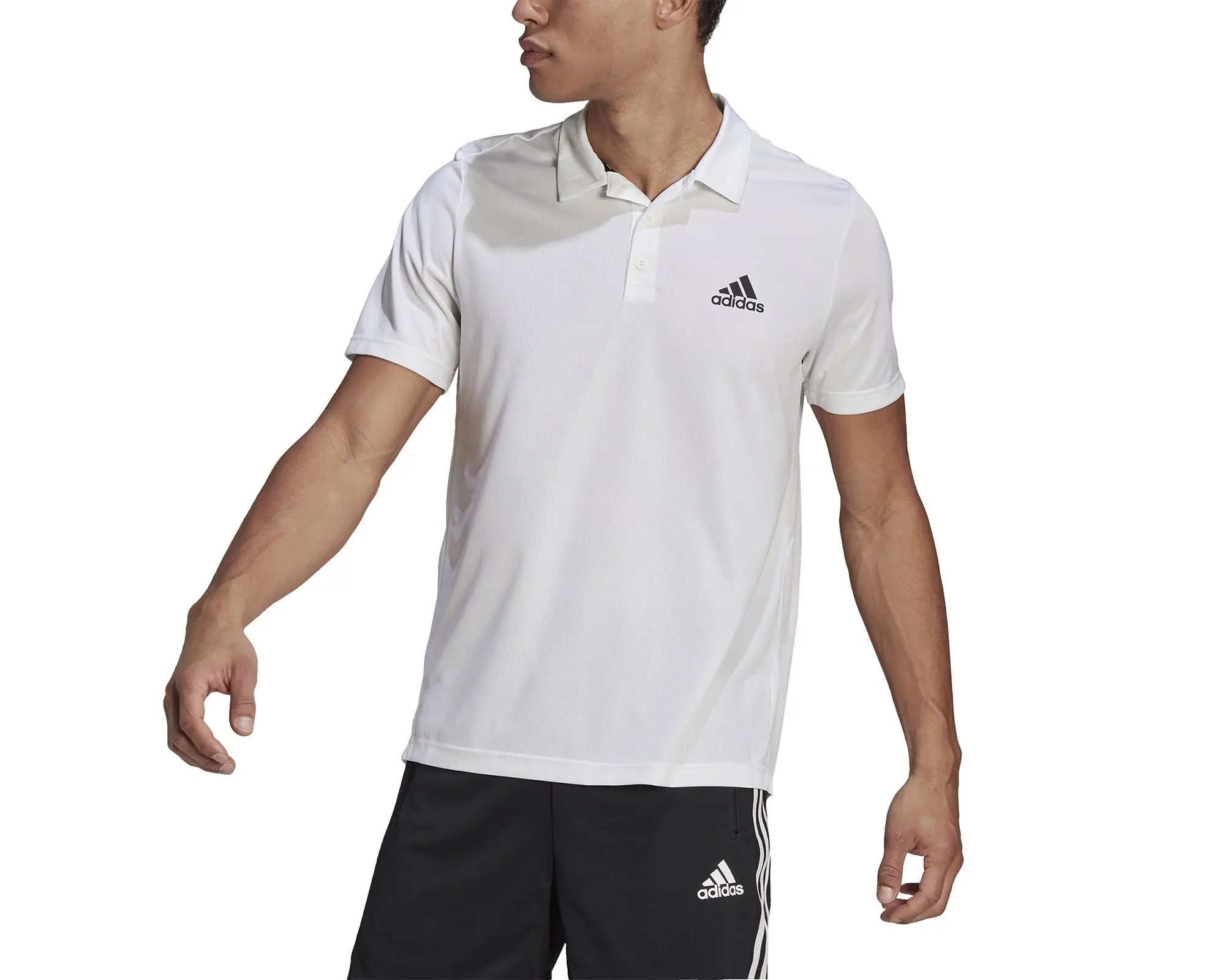 Adidas Original Black men's Training Polo t-shirt Flexible Moisture-wicking Polyester with Collar for Daily Sports and Running