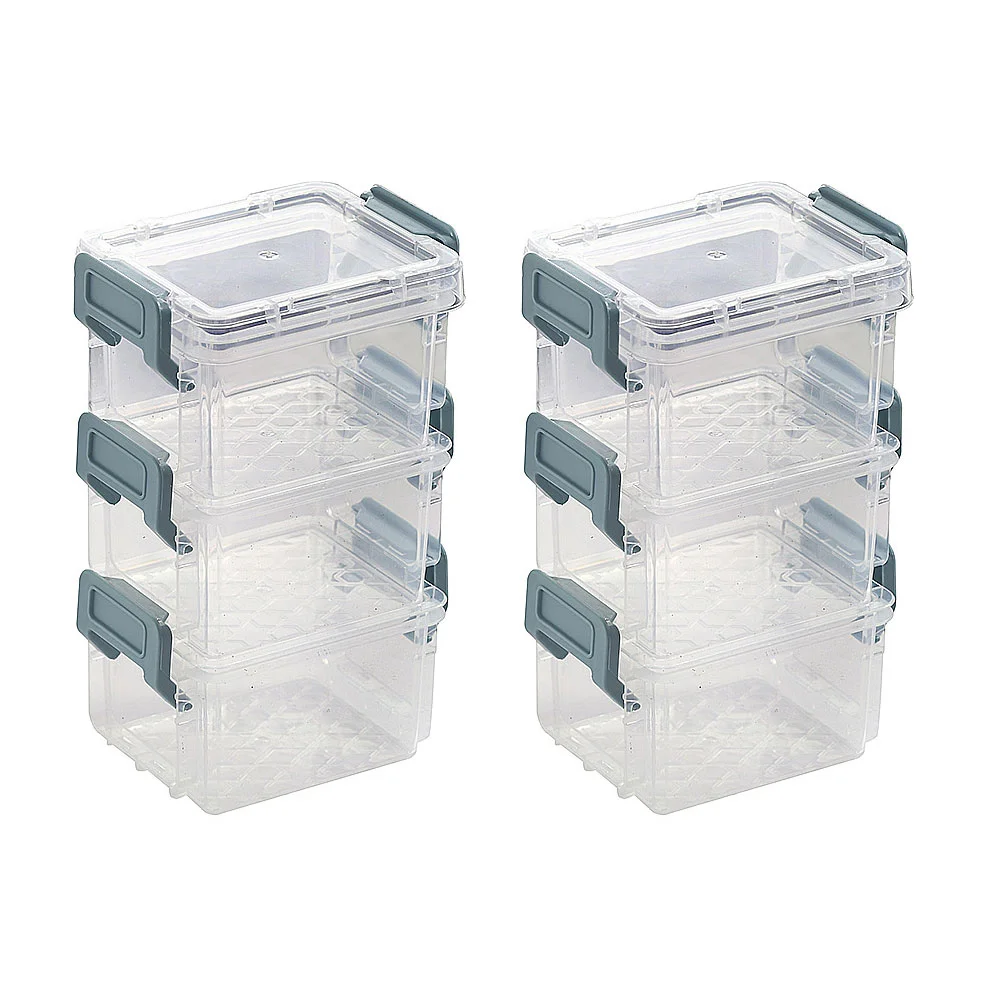 6 Pcs Small Storage Bins with Lids Transparent Box Jewelry Organizer Travel Desktop Case